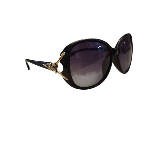 Fox Rhinestone Embellished Black Oversized Ombre Sunglasses w New  Leather Case - Picture 2 of 11